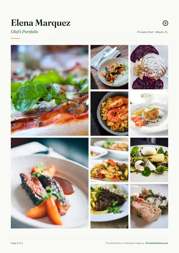 Sample culinary portfolio page