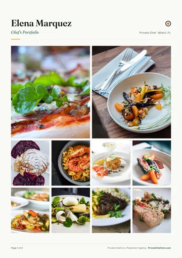 Sample culinary portfolio page